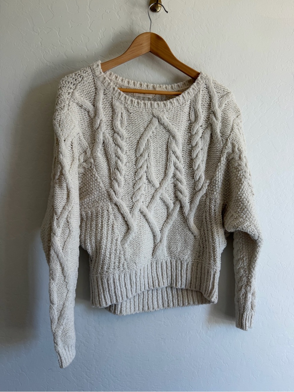 Anthropologie Sleeping On Snow Cream Cable Knit Dolman Sleeve Sweater XS
